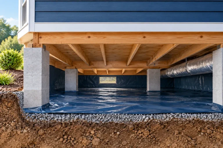 Conceptual illustration: A crawl-space plan starts with conditions, not a product.